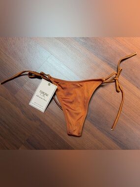 NWT Bikini Chic Rust Tie-Side Thong Brazilian Bikini Bottom